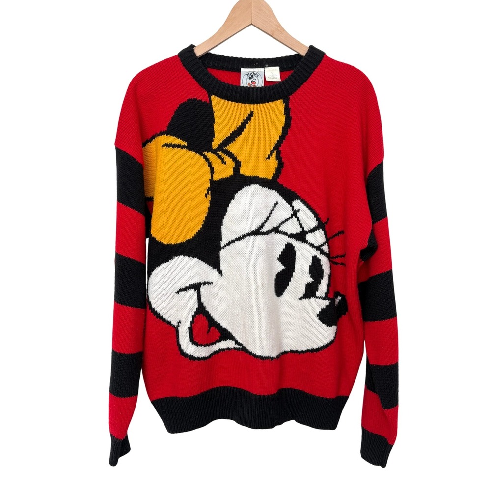 VTG 1990s Disney Mickey & Co Minnie Mouse Crew Knit 90s‎ Retro Sweater Size L
